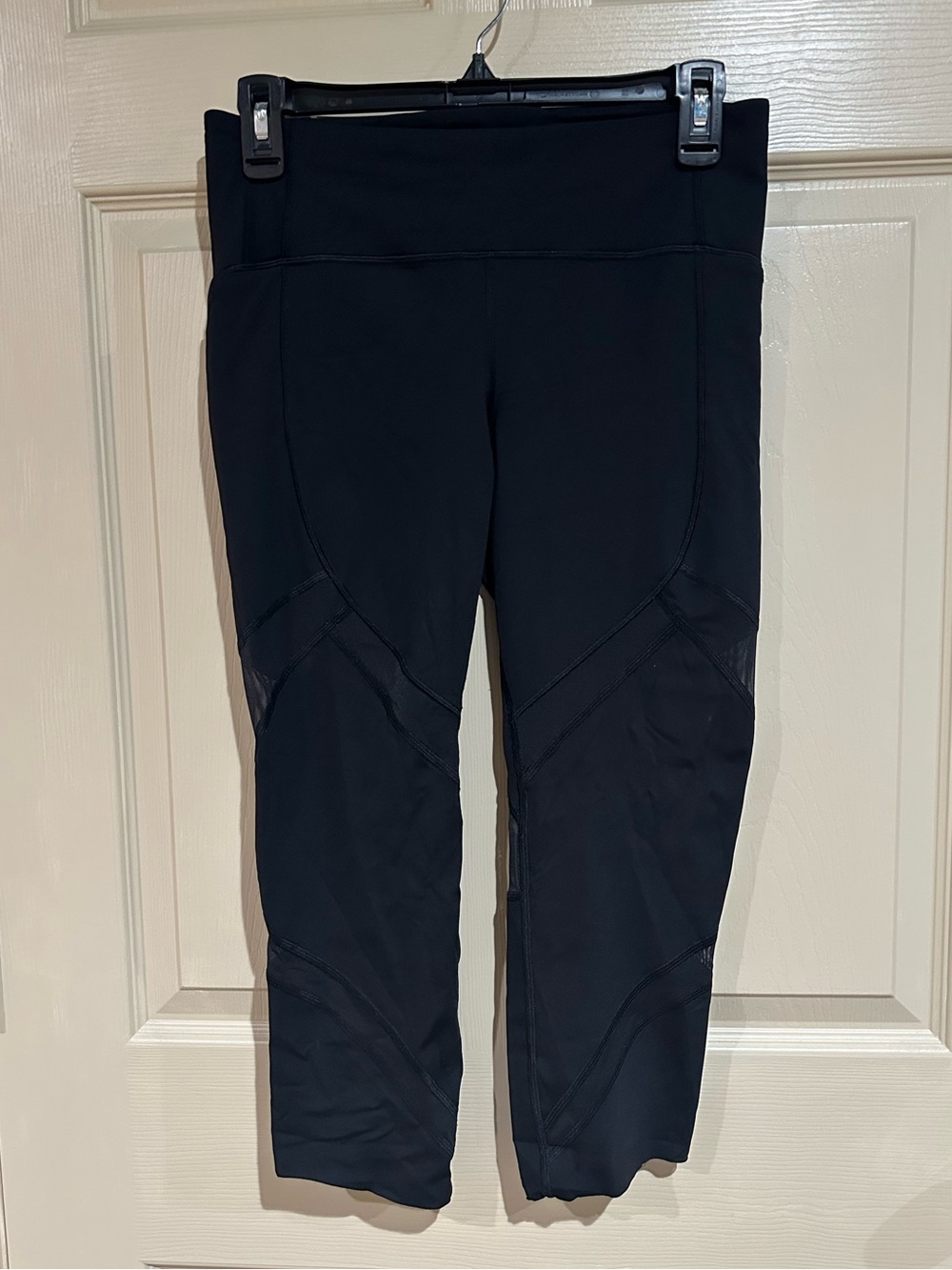 lululemon athletica Black Capri Leggings with Mesh Insets